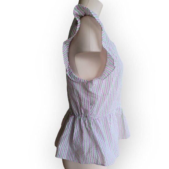 Stripe Flutter Sleeve Blouse by Draper James NWT size L - Picture 3 of 9